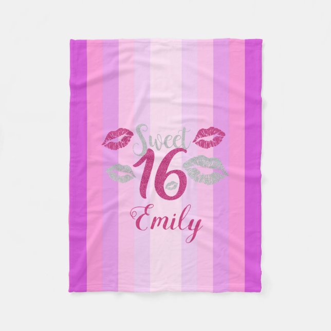 Lila Streifen und Lippen Fleecedecke (Vorderseite)