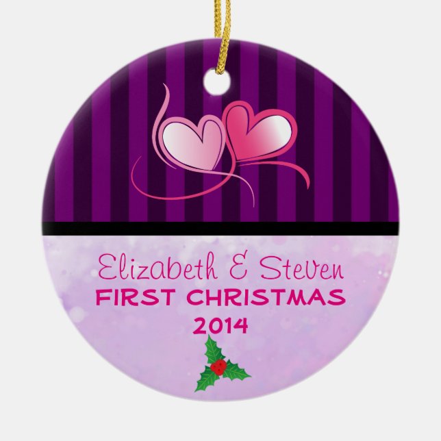 Lila Streifen und weiche Lavendel Keramikornament (Vorne)