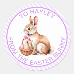 Lila Streifen von Lilac aus dem Osterhasen Runder Aufkleber