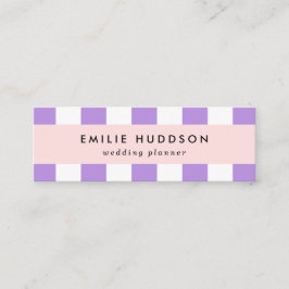 Lila Streifen, weiße Streifen, Streifenmuster Mini Visitenkarte