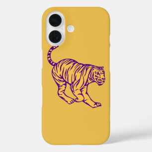 Lila Streifen Wild Cat Tiger Illustration iPhone 16 Hülle