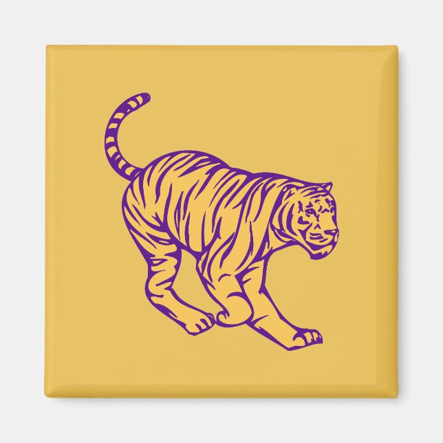 Lila Streifen Wild Cat Tiger Illustration Magnet (Vorne)