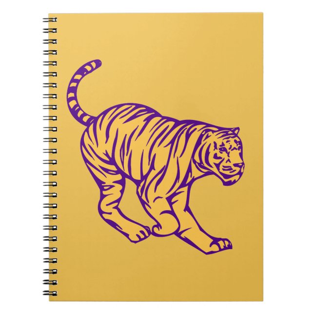 Lila Streifen Wild Cat Tiger Illustration Notizblock (Vorderseite)