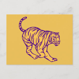 Lila Streifen Wild Cat Tiger Illustration Postkarte