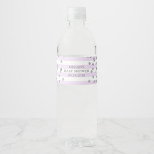 Lila Streifensilberner Wasserflaschenetikett