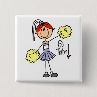 Lila Strichmännchen-Cheerleader-T - Shirts und Button