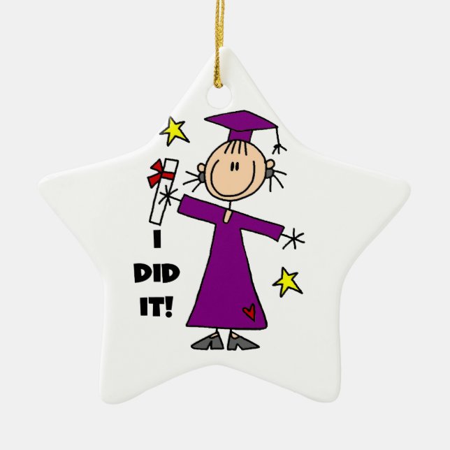 Lila Strichmännchen Girl Graduate Keramik Ornament (Vorne)