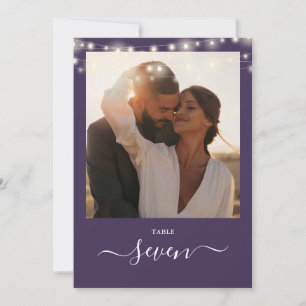 Lila String Lights Foto Tischnummer