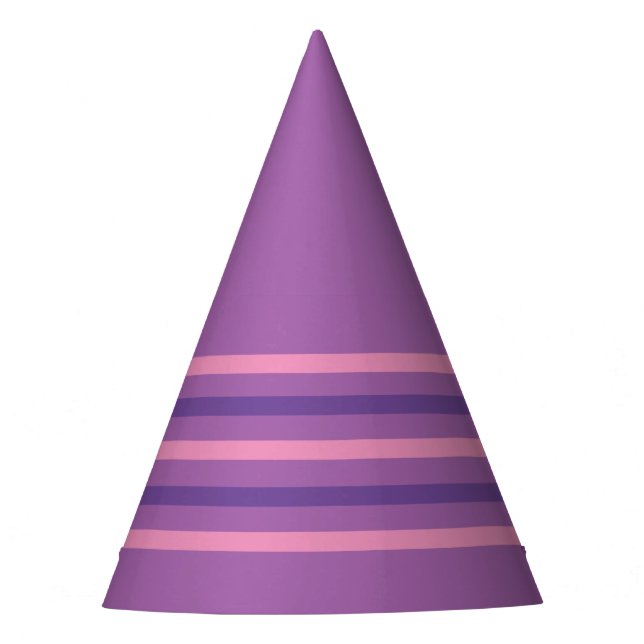 Lila Strip-Party-Hut Partyhütchen (Vorderseite)