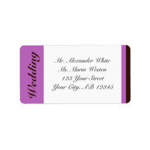Lila Stripe Brown Wedding Address Labels Adressaufkleber