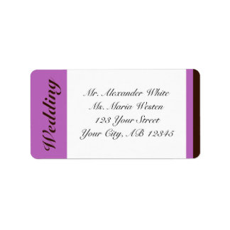 Lila Stripe Brown Wedding Address Labels Adressaufkleber