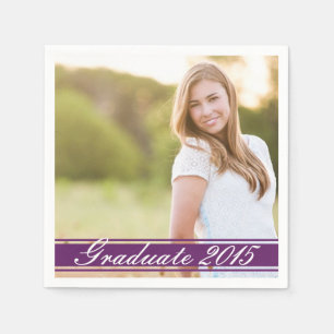 Lila Stripe Graduation Party Paper Napkin Set Serviette