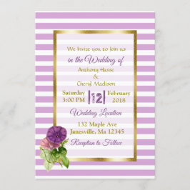 Lila StripePetunias und Einladungen für Hochzeiten