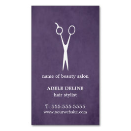 Lila strukturierte Scissor Haar-Stylisten Magnetische Visitenkarte