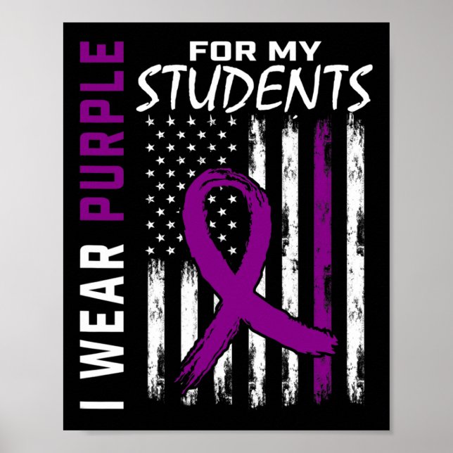 Lila Studierende Special Ed Teacher Epilepsy Aware Poster (Vorne)