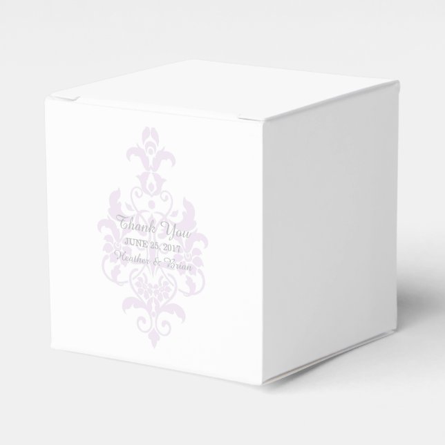 Lila, subtile Damask Gefälligkeitsboxen Geschenkschachtel (Vorderseite)