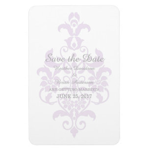 Lila subtile Damask Save the Date Flexi Magnet