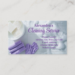 Lila Suds Elegantes Reinigungsservice Visitenkarte