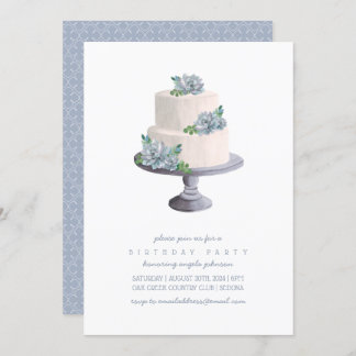 Lila Sukkulärer Geburtstagskuchen Einladung