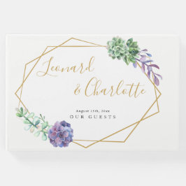 Lila Sukkulente für Hochzeitsgäste buchen Gästebuch