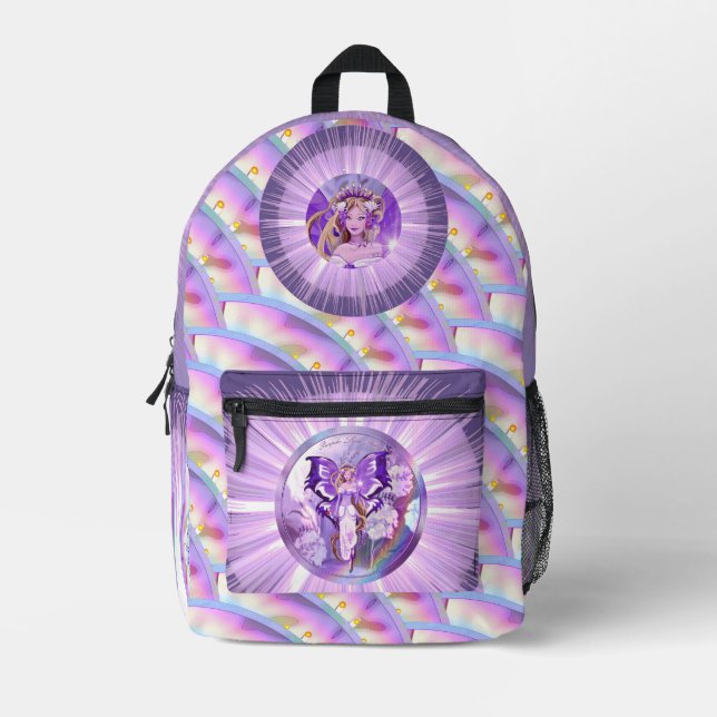 Lila Sun Fairy Bedruckter Rucksack (Vorderseite)