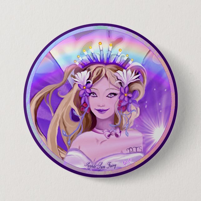 Lila Sun Fairy Button (Vorderseite)