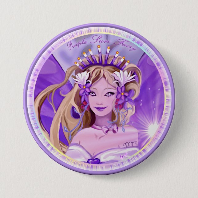 Lila Sun Fairy Button (Vorderseite)