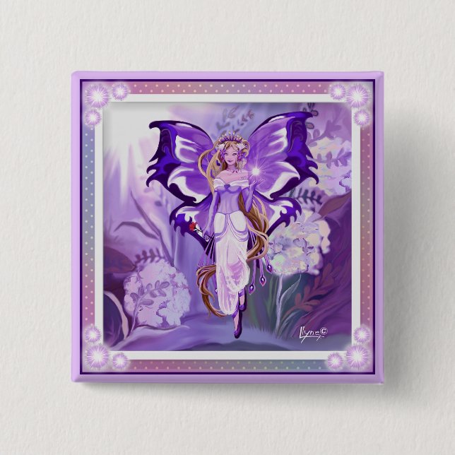 Lila Sun Fairy Button (Vorderseite)