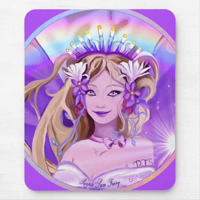 Lila Sun Fairy Mouse Pad Mousepad (Vorne)