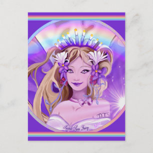Lila Sun Fairy Postcard Postkarte