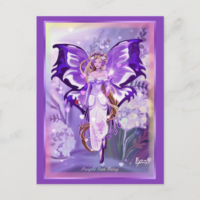 Lila Sun Fairy Postcard Postkarte (Vorderseite)