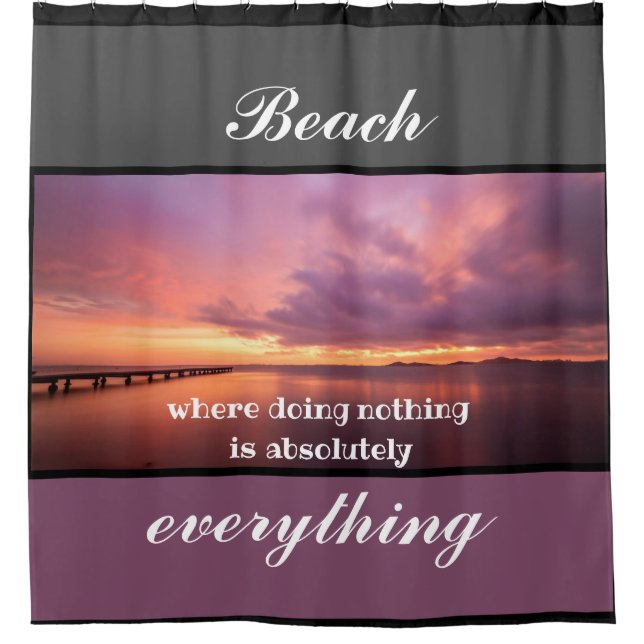 Lila Sunset Beach ist alles Duschvorhang (Vorderseite)