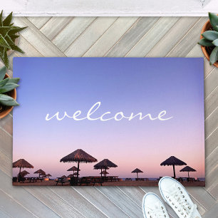 Lila Sunset California Beach Willkommensschrift Bo Fußmatte