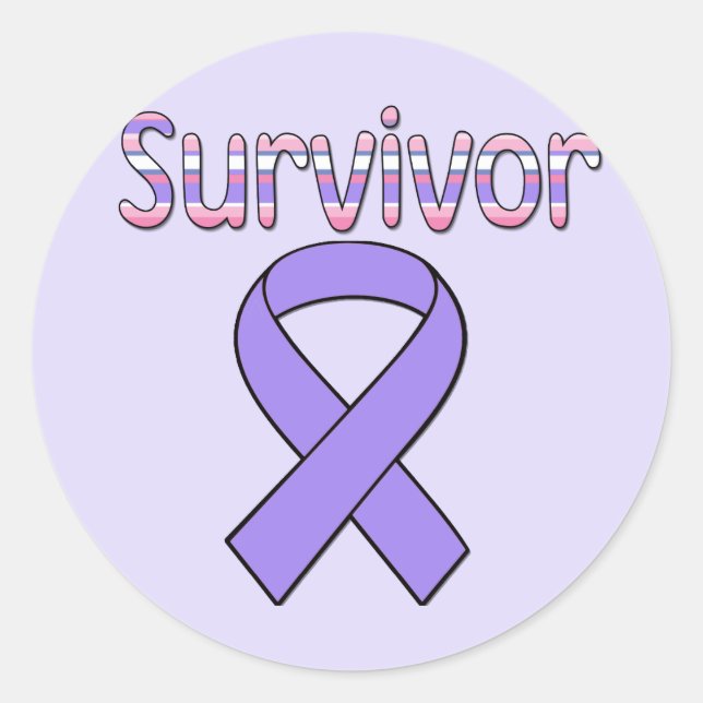 Lila Survivor Ribbon Runder Aufkleber (Vorderseite)