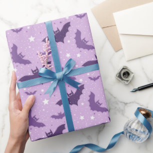 Lila süße Gothic-Fledermäuse Geschenkpapier