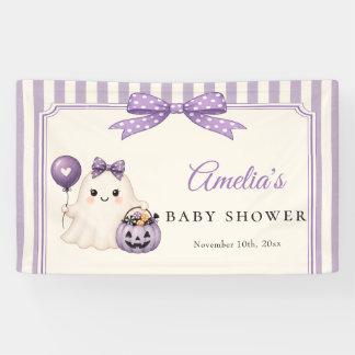 Lila süßer Geist Halloween-Baby-Party Banner