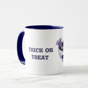 Lila Süßigkeiten-Schale für Halloween mit Totenkop Tasse
