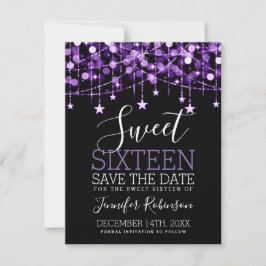 Lila Sweet 16 Funkelnd String Lights Rett Date Save The Date