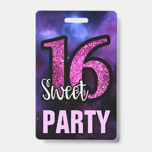 Lila Sweet 16 Geburtstagsfeier-Einladungskarte Ausweis