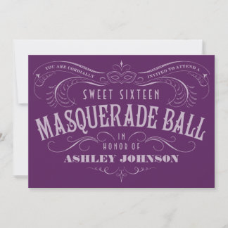 Lila Sweet 16 Masquerade Ball Einladungen