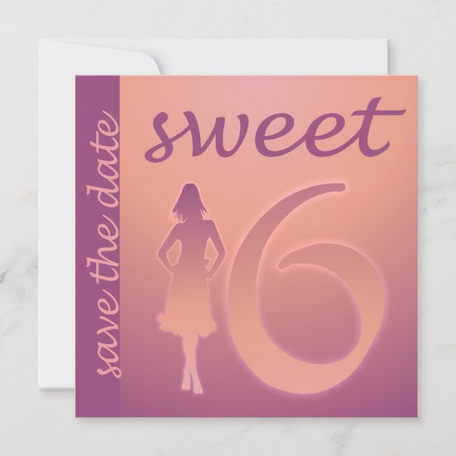 Lila Sweet 16 Save the Date (Vorderseite)