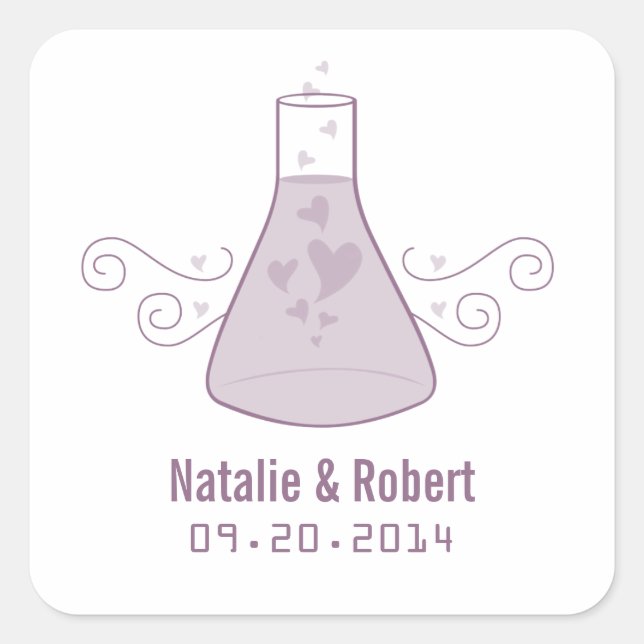 Lila Sweet Chemistry Wedding Stickers (Vorderseite)