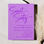 Lila Sweet Sixty Minimal 60. Geburtstagsparty Einladung<br><div class="desc">Dies ist eine Lila Sweet 60 Modern Minimalistisch 60. Geburtstagsparty Einladung!</div>