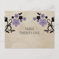 Lila Sweet Vintag Floral Tischnummer Postkarte