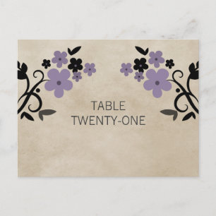 Lila Sweet Vintag Floral Tischnummer Postkarte