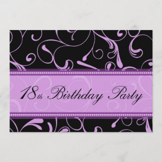 Lila Swirl 18. Geburtstagsparty Einladungskarten