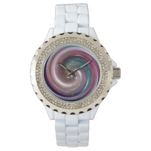 Lila Swirl Galaxie Armbanduhr