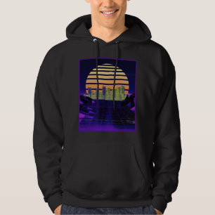 Lila Synthwave-Design Männer Hoodie