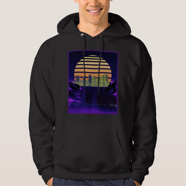 Lila Synthwave-Design Männer Hoodie (Vorderseite)