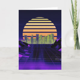 Lila Synthwave-Grußkarte Feiertagskarte